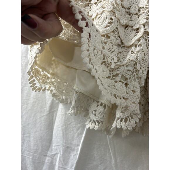 VTG Crochet Ruffled Booty Shorts Y2K Black Label‎ Sz M Coquette Boho Coachella - Picture 3 of 10